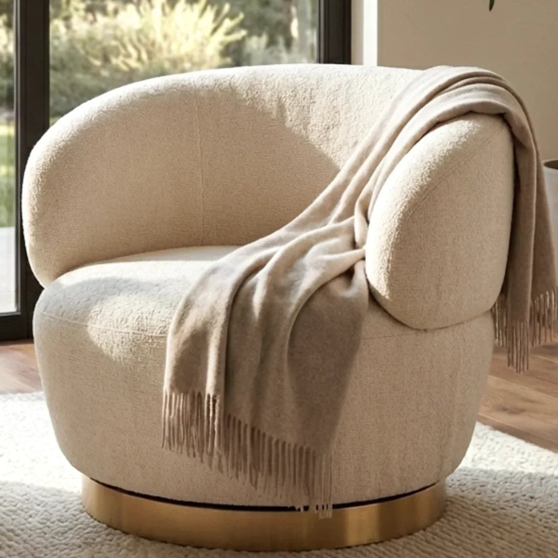 Swivel Chair Panarea - Cream Tweed