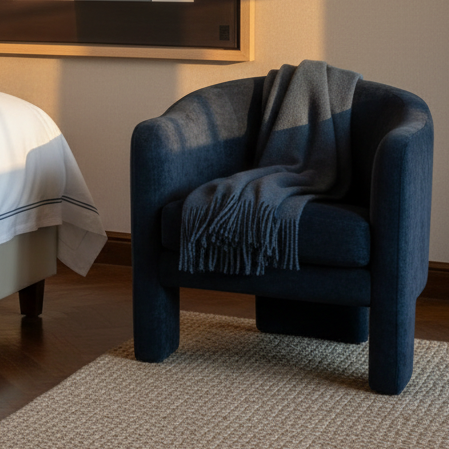Alicudi Arm Chair - navy throw