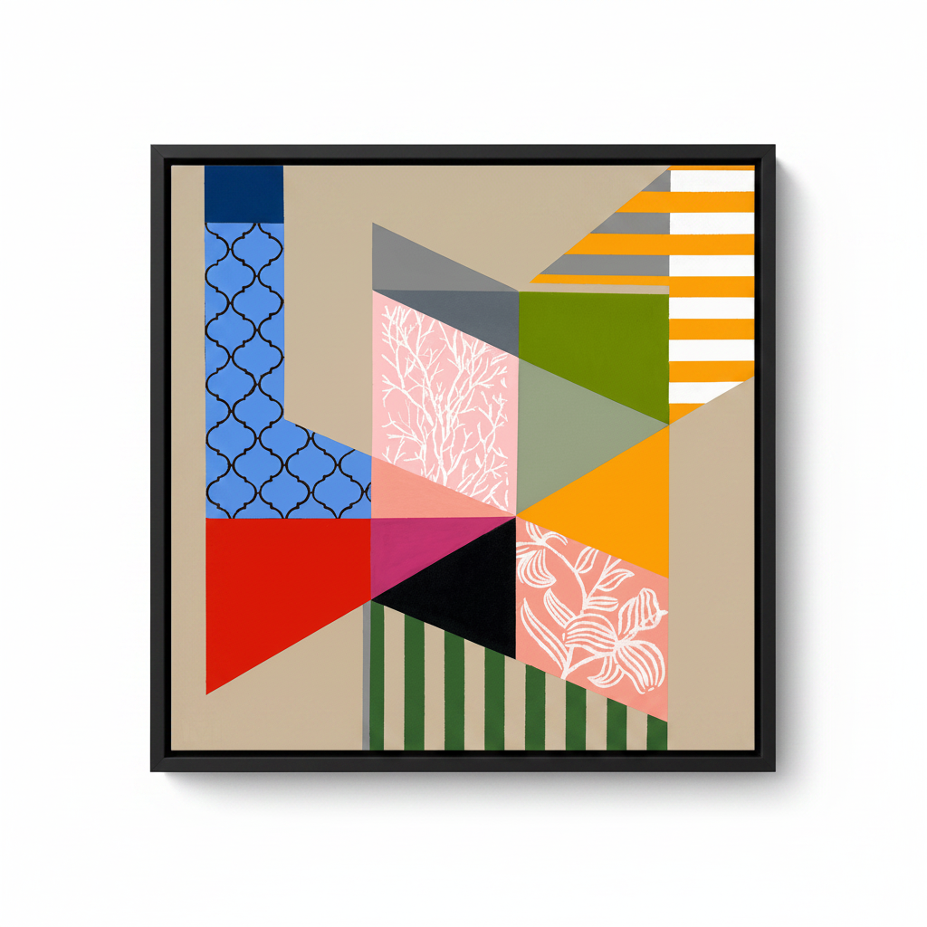 Patchwork 1 Canvas — Black Float