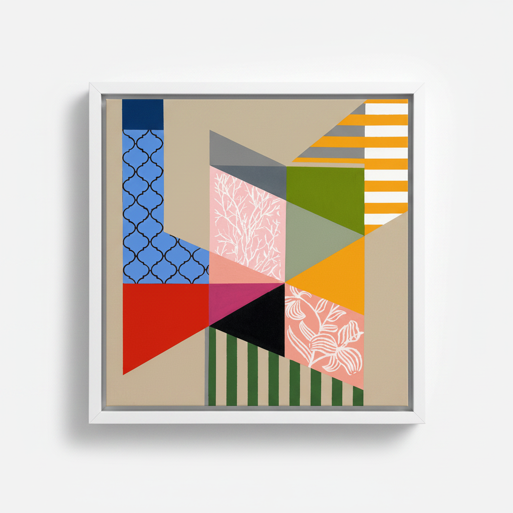 Patchwork 1 Canvas — White Float