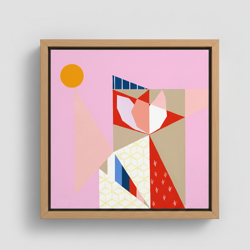 Pink Sky Thinking - Canvas Oak Float Frame