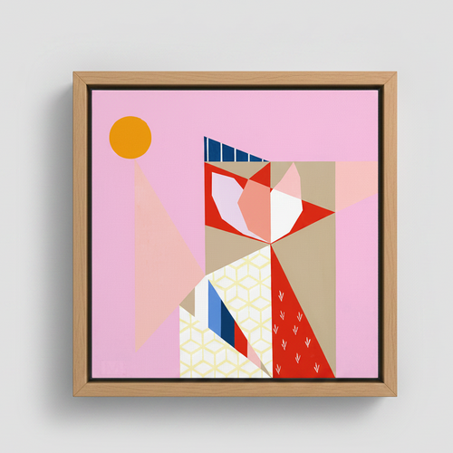 Pink Sky Thinking - Canvas Oak Float Frame