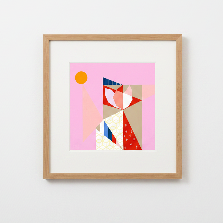 Pink Sky Thinking - Oak Frame